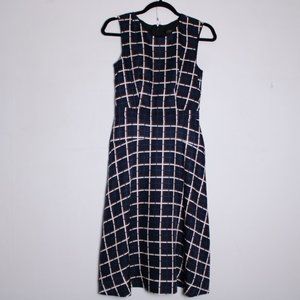 J Crew Windowpane Silk A-Line Midi Dress Size 00 EUC